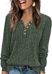 Stylish Women's Long Sleeve Henley Sweater Top