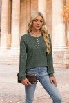 Stylish Women's Long Sleeve Henley Sweater Top