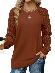 Saloogoe Women's Lightweight Crewneck Cable Knit Sweater