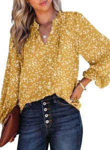 Alicia Floral V-Neck Long Sleeve Top for Women