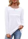 OFEEFAN Women's Long Sleeve Blouse - White, XXL