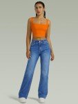 Funuca Women's High Waisted Wide Leg Denim Pants