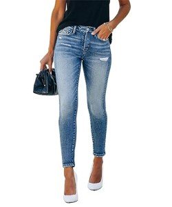 KUNMI Women's Distressed Skinny Ripped Denim Jeans