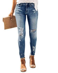 DGRPI Women’s High Waisted Distressed Skinny Jeans