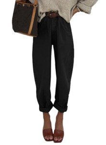 Chic Black High-Waisted Baggy Denim Jeans for Women