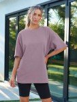 Trendy Plus Size Women's Workout T-Shirt - Dark Pink