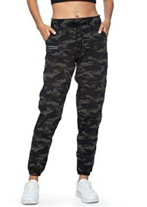 Women’s Comfy Green Camo Joggers with Pockets