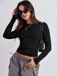 ANRABESS Women's Fitted Long Sleeve Crop Top
