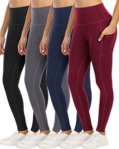YoungCharm High Waist Leggings with Pockets - 4 Pack