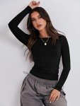 ANRABESS Women's Fitted Long Sleeve Crop Top