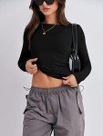 ANRABESS Women's Fitted Long Sleeve Crop Top