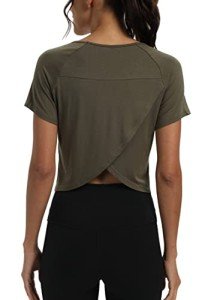Cute Army Green Workout Crop Top for Women