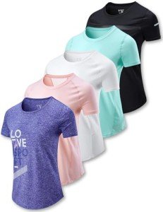 5 Pack Women's Athletic Short Sleeve Tees