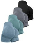 High Waisted Butt Lifting Workout Shorts - 4 Pack