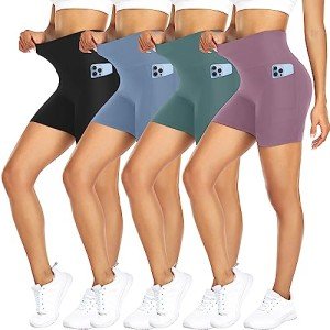 4 Pack High Waist Biker Shorts for Women