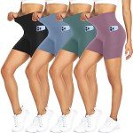 4 Pack High Waist Biker Shorts for Women