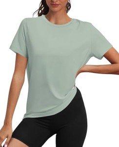 Light Green Loose Fit Yoga Tops for Women