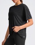 Women's Loose Fit Short Sleeve Workout Top - Black