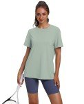 Light Green Loose Fit Yoga Tops for Women