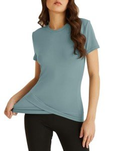 AKEWEI Women's Athletic Short Sleeve Workout Tops