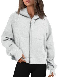 Cozy Women's Zip-Up Fleece Hoodie - Grey