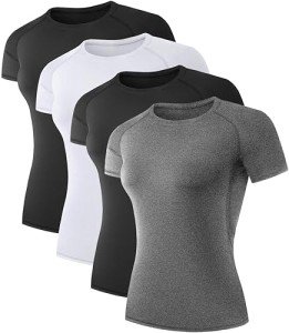 Women's Compression Workout T-Shirts - 4 Pack