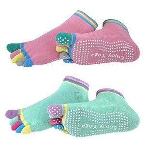 Women's Non-Slip Yoga Socks with Grips - 2 Pairs