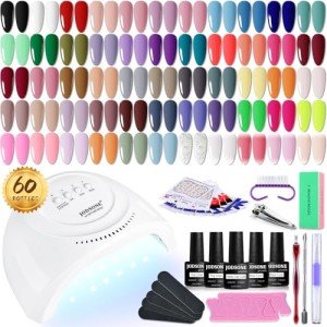 60 PCS Gel Nail Polish Kit with UV Light