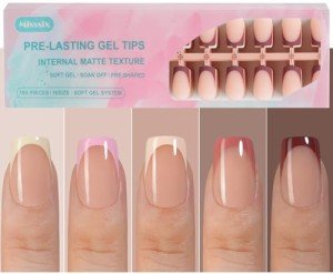 Misssix 160Pcs Short Square French Gel Nail Tips