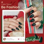 32Pcs Green Christmas Press-On Almond Nails Kit