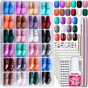 Teenitor 24-Pack Short Press On Nails Set