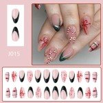 Holiday Press-On Nails with Glitter & Candy Canes