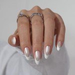 White Swan Almond Chrome Press-On Nail Set