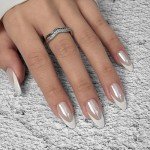 White Swan Almond Chrome Press-On Nail Set
