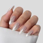White Swan Almond Chrome Press-On Nail Set