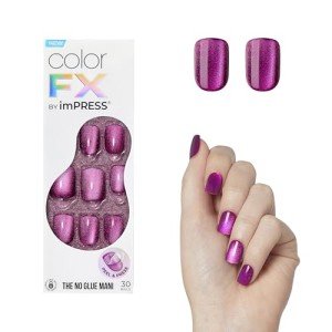 KISS imPRESS Press-On Nails, Dark Pink, Short