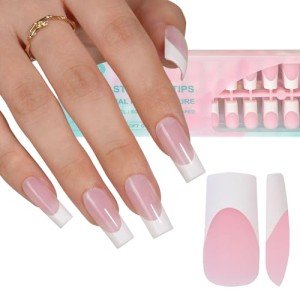 Misssix 240Pcs Long Square Pink Press-On Nails