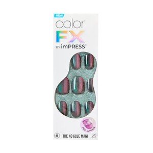 KISS imPRESS No Glue Press-On Nails, Black Oval