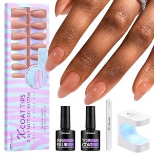 Almond Brown Gel Nail Kit with 150 Tips