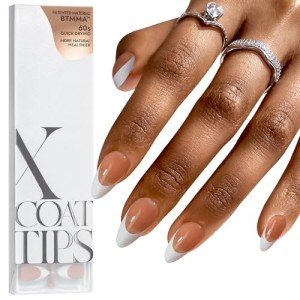 Medium Almond French Tip Press-On Nails - Brown