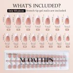 Medium Almond French Tip Press-On Nails - Brown