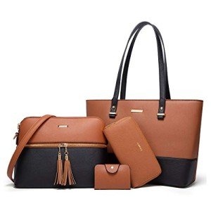 Stylish Women's Synthetic Leather Handbag Set - 4pcs