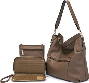 Taupe Crossbody Bag and Wallet Set for Women