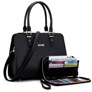 Stylish Black Women's Handbag and Wallet Set