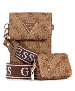 GUESS Latona Coffee Logo Flap Bag