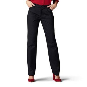 Lee Women's Wrinkle-Free Straight Leg Pants in Black