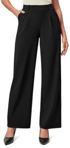 Stretchy High-Waisted Wide Leg Work Pants for Women
