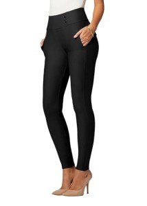 Women's Black Tummy Control Stretchy Dress Pants