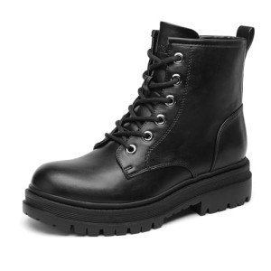 Black Lace-Up Combat Boots for Women, Size 39