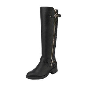 Women's Knee High Wide Calf Boots - Black